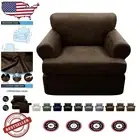 Soft Stretch Coffee Slipcovers for 2-Piece T Cushion Armchairs, Machine Washable
