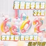 32吋數字鋁箔氣球 彩虹漸層 漸層數字 彩虹數字 漸層氣球 皇冠數字氣球錫箔氣球 婚禮 生日氣球  夢幻數字氣球