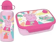 Diakakis Kids Children's Lunch Box Set - Sandwich Box & Aluminium Water Bottle 500 ml - School Travel Lunch Food Set BPA Free (Peppa Pig)