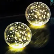 SATXTREM Upgrad 14 Inch Floating Pool Light Solar Powered,3000K Warm White LED Inflatable Glow in The Dark Ball That Float,IP68 Waterproof for Christmas Decorations Outdoor Gift Ornaments