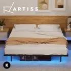 Artiss King Bed Frame, Floating Metal Bed Frame with LED Lights, Easy Assembly