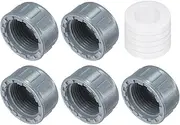 uxcell 5Pcs 3/4 Inch PT Female Thread PVC Pipe Fitting Cap, Cleanout Water Drain End Caps, Pipe Plug Socket Fittings with Gasket for Water Heater Supply Lines, Plumbing, Gray