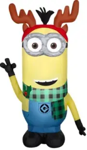 3.5 Minion Kevin w/Antlers And Scarf- Minion Christmas Inflatable - New