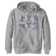 Stitch Poses in Pink Panels Pull Over Hoodie