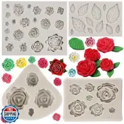 Sijiangmold Rose Flower Cake Fondant Mold Leaf Silicone Molds For Cupcake Top