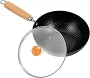 PHENOFICE 1 Set Nonstick Wok with Glass Lid Frying Pan for Induction Gas Cooktops for Single Person Cooking Versatile Kitchen Cookware for Home Restaurants