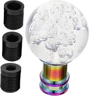 GRIRIW 1 Set Round Car Knob with Adapters Transparent Gear Shift Knob Fit for Manual Automatic Cars Easy to Install Durable Decor
