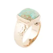 Hammered Bronze and Turquoise Stone Ring