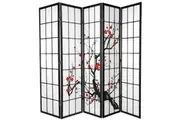 Cherry Blossom Room Divider Screen Black 5 Panel