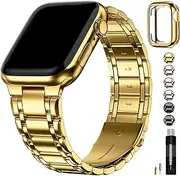 [Fullmosa] Compatible with Apple Watch Band 49mm 45mm 44mm 42mm 41mm 40mm 38mm with TPU Protective Case, Stainless Steel Watch Bracelet Metal Strap for Apple Watch SE Series 9 8 7 6 5 4 3 2 1