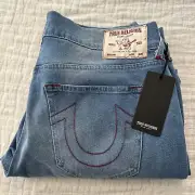 True Religion Jeans Mens 34 Blue Denim Pants Geno Relaxed Slim NWT $159