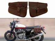 Fit For Royal Enfield Interceptor & GT 650 Leather Brown Pannier Bags Pair D3