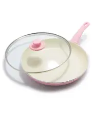 GreenLife Soft Grip Healthy Ceramic Nonstick 12in Frying Pan Skillet with Lid