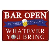 3x Bar Open Beer Serving Whatever Rustic Metal Sign Vintage Tin Shed Garage Bar
