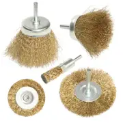 5Pcs Brass Coated Steel Wire Cup Brush Set, Wire Wheel Brush for Drill 6mm Sh...