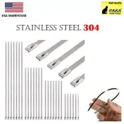 100 PCS 304 Stainless Steel 30" Exhaust Wrap Coated Metal Locking Cable Zip