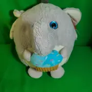 Be Jolly Gray Elephant Round Animal Holding Cupcake Plush 11” New