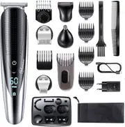 Hatteker Mens Hair Clipper Beard Trimmer Grooming kit Hair Trimmer Mustache Trimmer Body Groomer Trimmer for Nose Ear Facial Hair Cordless Waterproof 5 in 1
