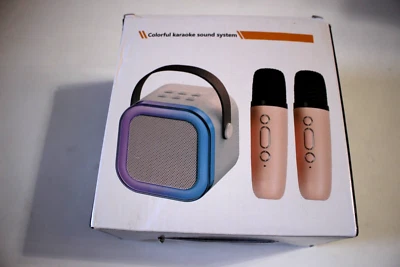 COLORFUL KARAOKE SOUND SYSTEM PINK WITH 2 MICROPHONES