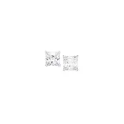 Silver 7.5mm Square Cubic Zirconia Stud Earrings in Clear
