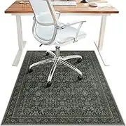 Office Chair Mat for Hardwood Tile Floor, 48"X 60" Computer Chair Mat for Carpet, Under Anti-Slip Thin Floor Mat for Office Chair on Rolling Chairs Carpet, Washable 1/5" Thick Desk Rug, Black