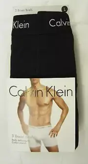3 CALVIN KLEIN MENS COTTON STRETCH SIZES: S M L XL BLACK WHITE BLUE BOXER BRIEFS