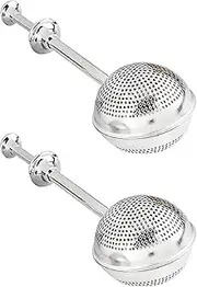 2pcs Loose Tea Infuser Strainer Filter Tea Ball Infuser Strainer for Tea Stainless Steel Tea Long Handle Tea Infuser Diffuser snap Mesh Coffee Sieve (Silvery, 18 * 5cm)