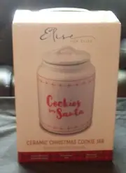 Elise Cookies for Santa Cookie Jar New in Box Red & White Glossy Ceramic