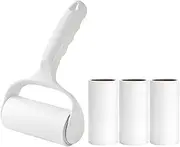 Horizontal Lint Rollers for Pet Hair Extra Sticky Lint Remover for Couch Clothes Furniture Pool Table Felt Lint Roller 1 Refillable Handle with 4 Sticky Rolls (Daisy White)