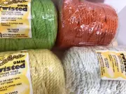 Macrame Cord. Vintage 1982 NOS 9mm & 6mm. Green, Orange, Yellow White