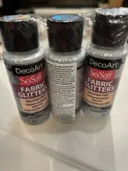 3 Pack SoSoft Fabric Glitters Acrylic Paint 2oz-Hologram Silver -DSSFG2OZ-04