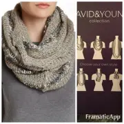 * NWT David & Young Loop Infinity Scarf Beige Nordstroms One Size 3 way Bxs