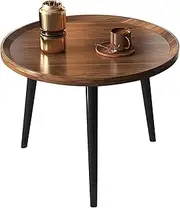 End Table, Round Coffee Table, Small Bedside Table, Space Saving Table for Living Room, Bedroom, Corner Plant Stand with 3 Legs, Wooden Side Table for Sofa (Round-50cm)