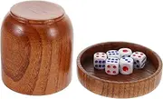 HONMEET 5 Dice Wooden Cups Covers Bar Supplies Dices Shaker KTV Game Props Ergonomic Design for Easy Shaking Long-Lasting