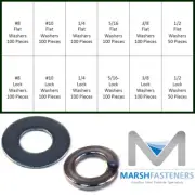 18-8 / 304 Stainless Steel Flat Washer & Split Ring Lock Washers Assortment Kit