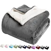 Sherpa Fleece Bed Blanket King Size Super Soft Fuzzy King(90x104 Inches) Grey