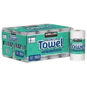 Kirkland Signature Paper Towels, 2-Ply, 12 Rolls, 160 Sheets Each, 1026 sq ft