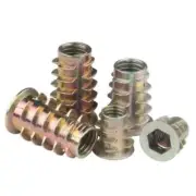 QTY 500 Threaded Insert Wood Nut M4 (4mm) x 10mm Hex Thin Flange Zinc Plated