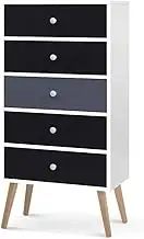 Artiss Chest of Drawers 5 Drawer White Tallboy, Dresser Clothes Storage Cabinet Organizer Lowboy Bedside Table Bedroom Furniture Home Living Room Hallway Entryway