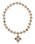 Roberto Coin 18K Rose Gold Venetian Princess Carnival Multi Gemstone & Diamond Flower Pendant Statement Necklace, 17