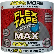 FLEX TAPE TFSMAXCLR04 Waterproof Tape, 25 ft L, 4 in W, Rubber Backing, Clear
