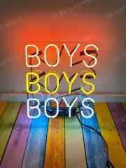 Boys Boys Boys Three Colors 14"x10" Acrylic Neon Sign Lamp Light With Dimmer VSX