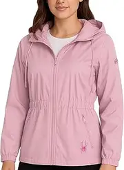 [Spyder] Women's Windbreaker Jacket - Lightweight Polar Fleece Lined Zip Up Rain Outerwear Coat with Hood (Sizes: S-XL)