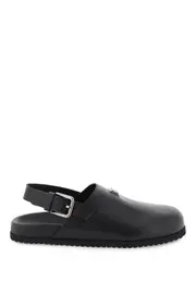 [DOLCE & GABBANA] DOLCE & GABBANA leather clogs with logo plate 41 Black