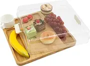 Charcuterie Board with Locking Lid, Travel Portable Cheese Board with 5 Compartments, Bamboo Cutting Board, Serving Tray Charcuterie Boxes, Snack Server Charcuterie Accessories for Kitchen New Home