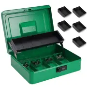 Large Locking Cash Box with Combination Lock and Money Tray, Money Box with C...