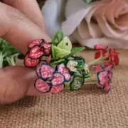 Miniature Dollhouse Caladium Window Monstera Plants 5 pcs Clay Leaf Plants Decor