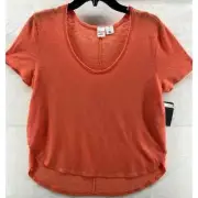 NWT Melrose and Market Shirt Womens M Coral Ocean Top Split Hem High Low Rayon