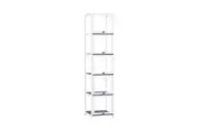 ZUNI 5-Tier Display Cabinet Storage Flip-Top Shelves Stand Rack Bookcase White