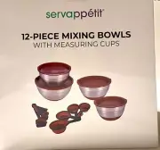 Servappetit 12pc Stainless Steel Nesting Mixing Bowl Set Measuring Cups & Spoons